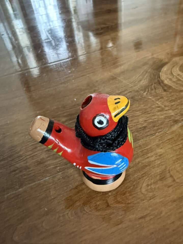 Vintage Red Bird Clay Whistle