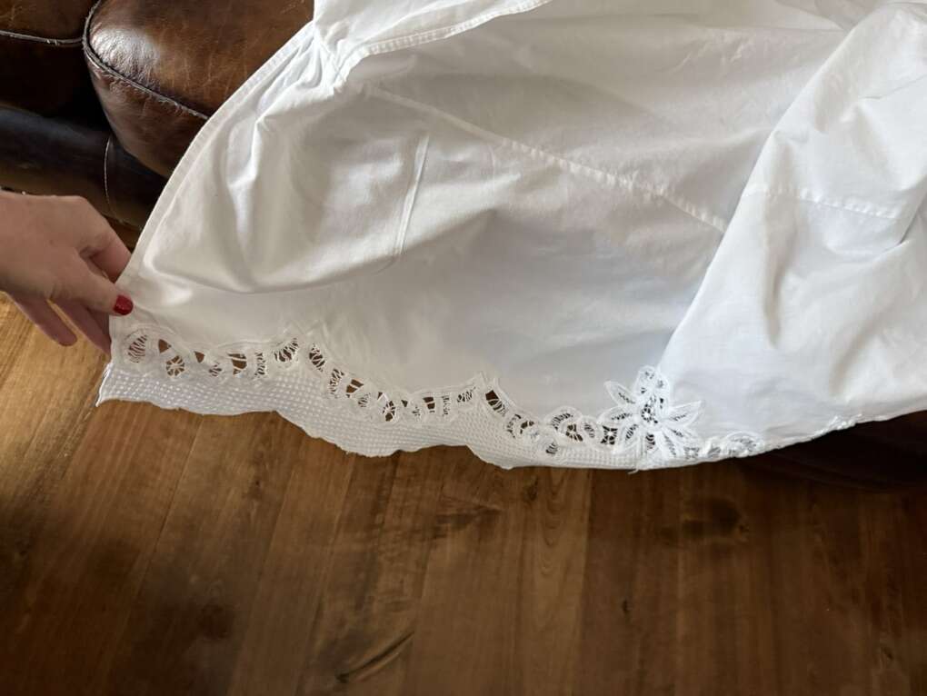 Vintage Full Sized Dust Bed Ruffle White Battenbur