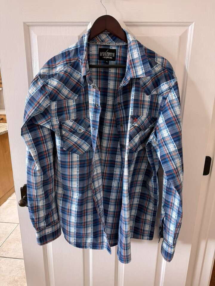 Garth Brooks By Cinch XL Blue Plaid Snap Shirt XL