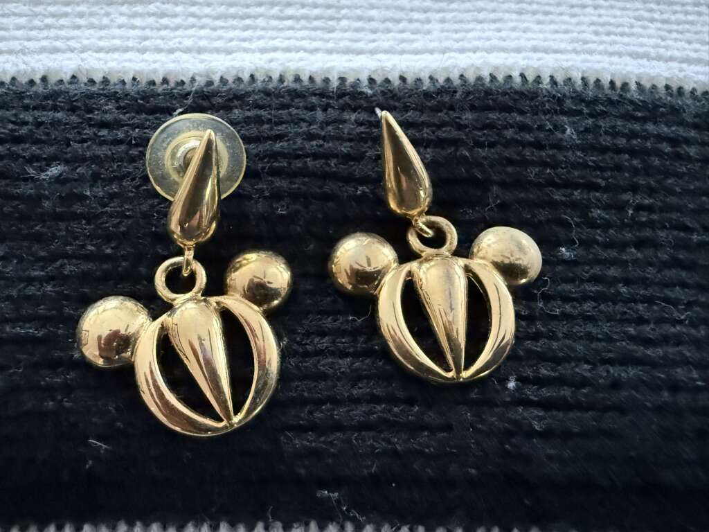 Disney Vintage Gold Mickey Head Earrings