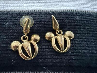Disney Vintage Gold Mickey Head Earrings