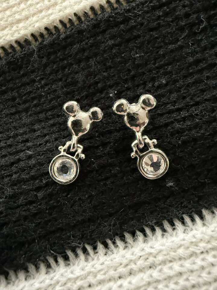 Vintage Disney Silver Mickey Head Earrings