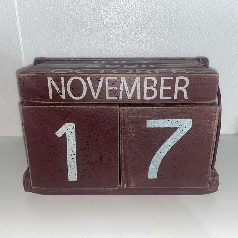 Large Country Calendar 11.5 Inches Long Wood Block