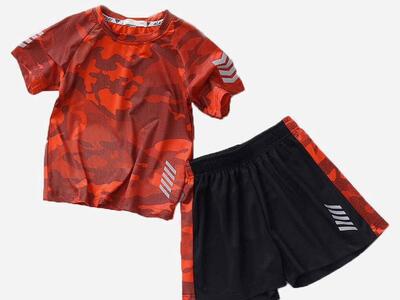 Red Camo Kids Shirt And Shorts New Size 7-9