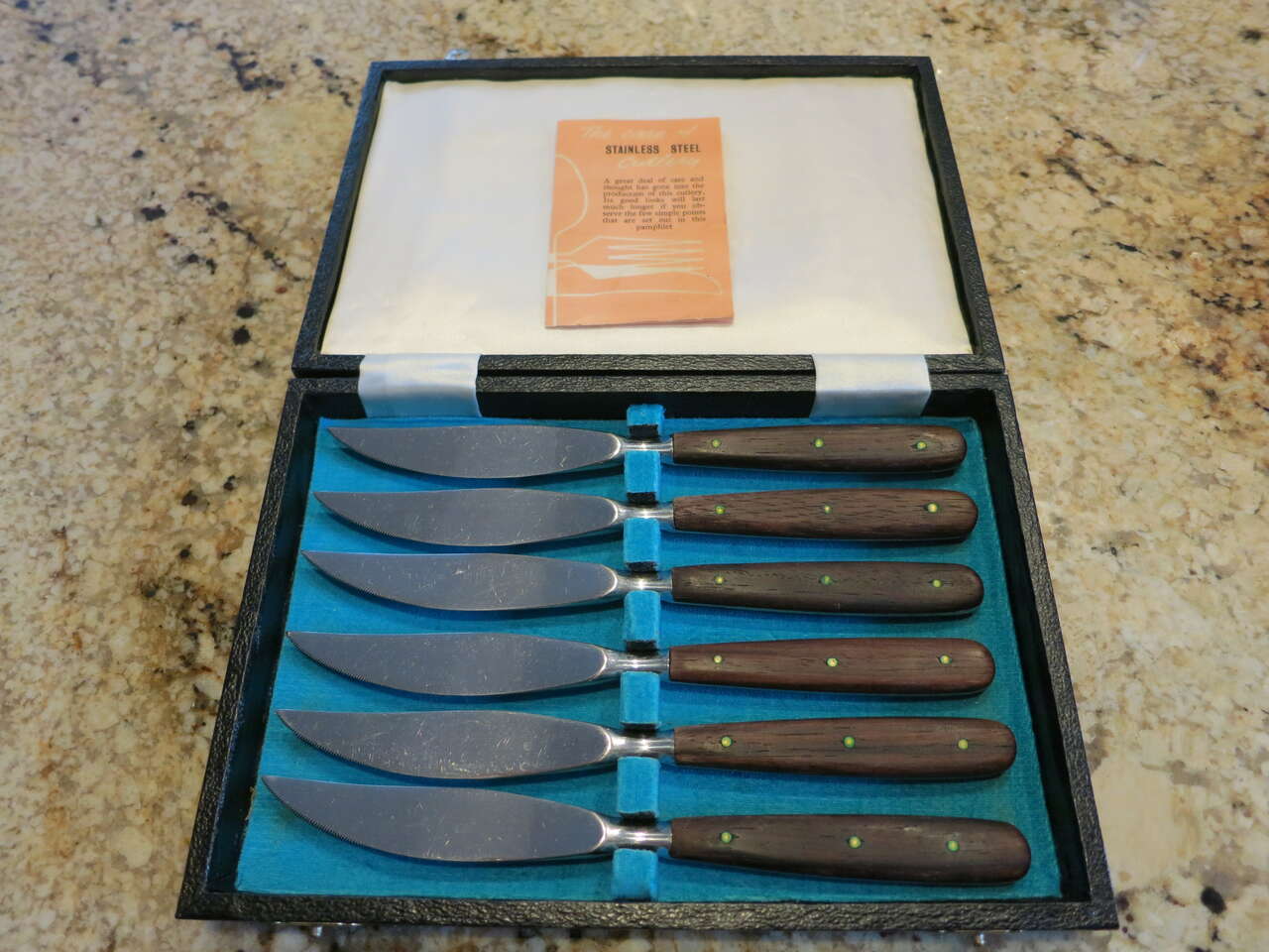 Steak Knives - Vintage Marshall Field & Co Sheffield Stainless Steel w/Rosewood Handles