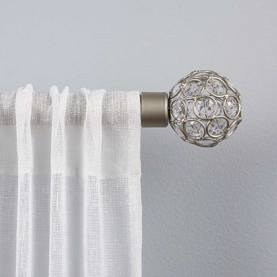 Exclusive Home Curtains Rings 1" Curtain Rod and Coordinating Finial Set, Matte Silver, Adjustable 36"-72" - 6 Pack
