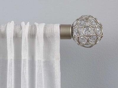 Exclusive Home Curtains Rings 1" Curtain Rod and Coordinating Finial Set, Matte Silver, Adjustable 36"-72" - 6 Pack