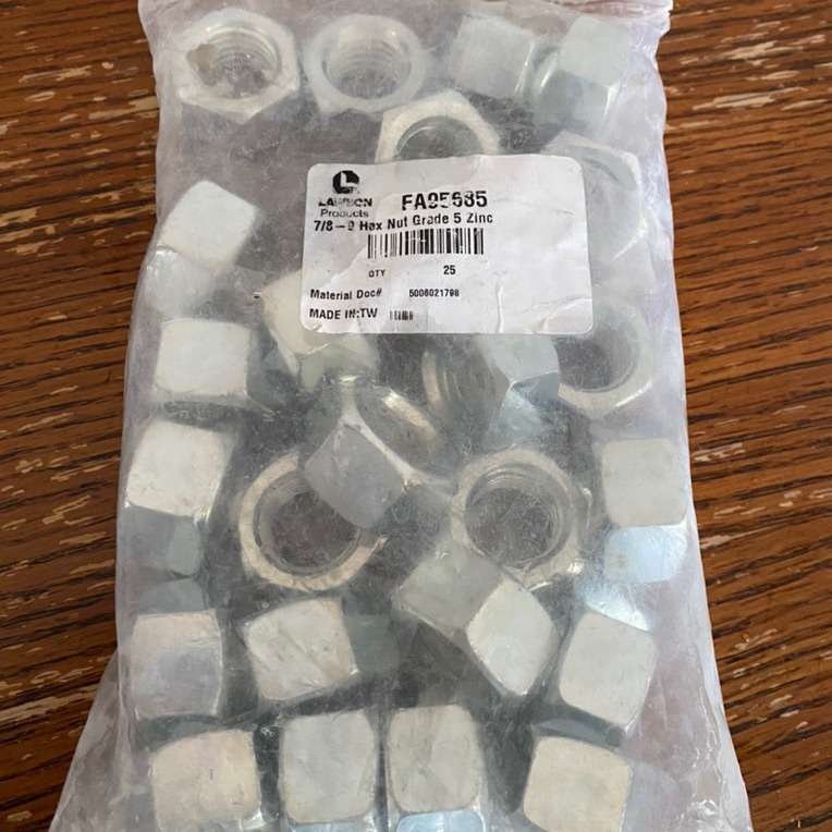 7/8” - 9 Hex Nut Grade 5 Zinc Finish