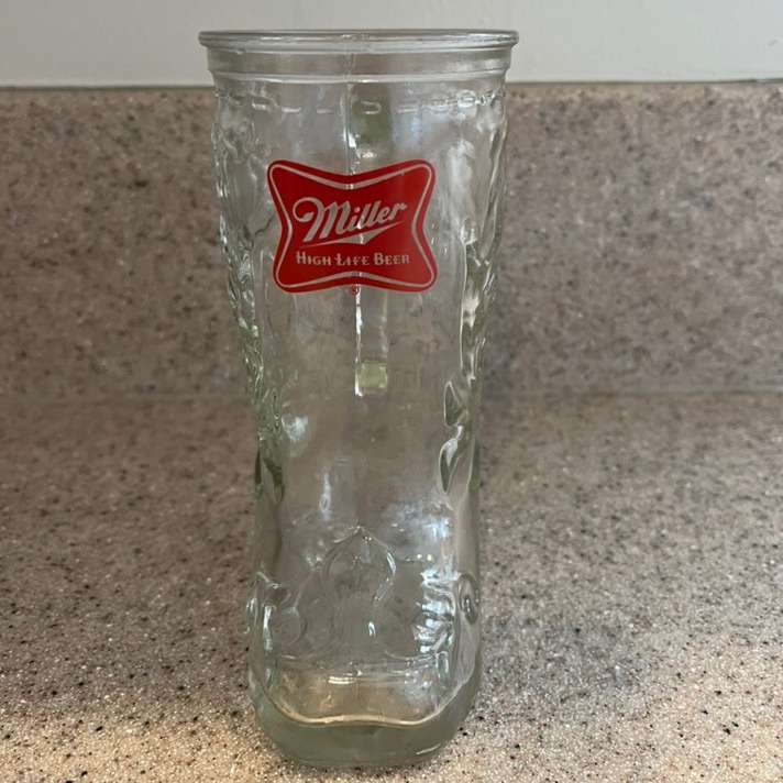 Miller High Life Cowboy Boot Glass
