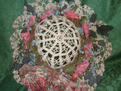 Antique / Vintage White Victorian Style Doily Crochet Wall / Door Hat For Fun Decor