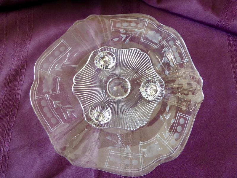 Very Beautiful Elegant Vintage Cut Glass Etched Serving Platter Fun For Dinner Parties OR Tea Parties