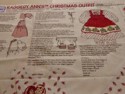 Daisy Kingdom Christmas Clothes For Raggedy Ann And Andy- Three Different Panels ( 2 Girls - 1 Boys )