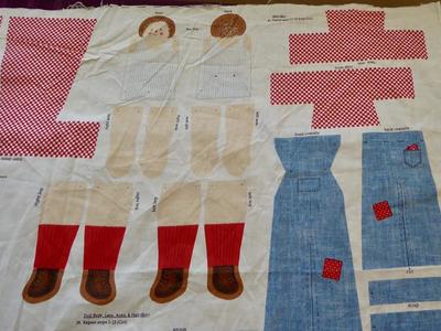 Two Sets Raggedy Ann / Andy Fabric Panel Dolls To Sew And Stuff And Then To Cuddle