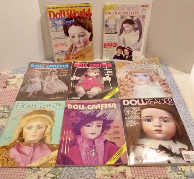 Several Doll Crafter + Doll World Magazines - Each Includes Doll Clothes Patterns And More