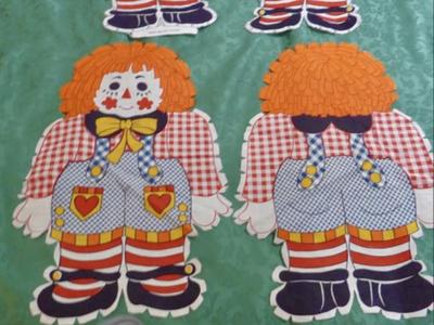 Two Separate Vintage Raggedy Ann / Andy Looking Doll Fabric Panels To Sew, Stuff And Love