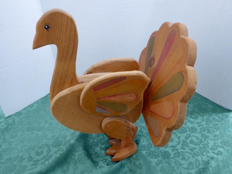 Handcrafted Vintage Wooden Rustic Primitive Looking Turkey For Fun ThanksGiving Or Year Round Decor