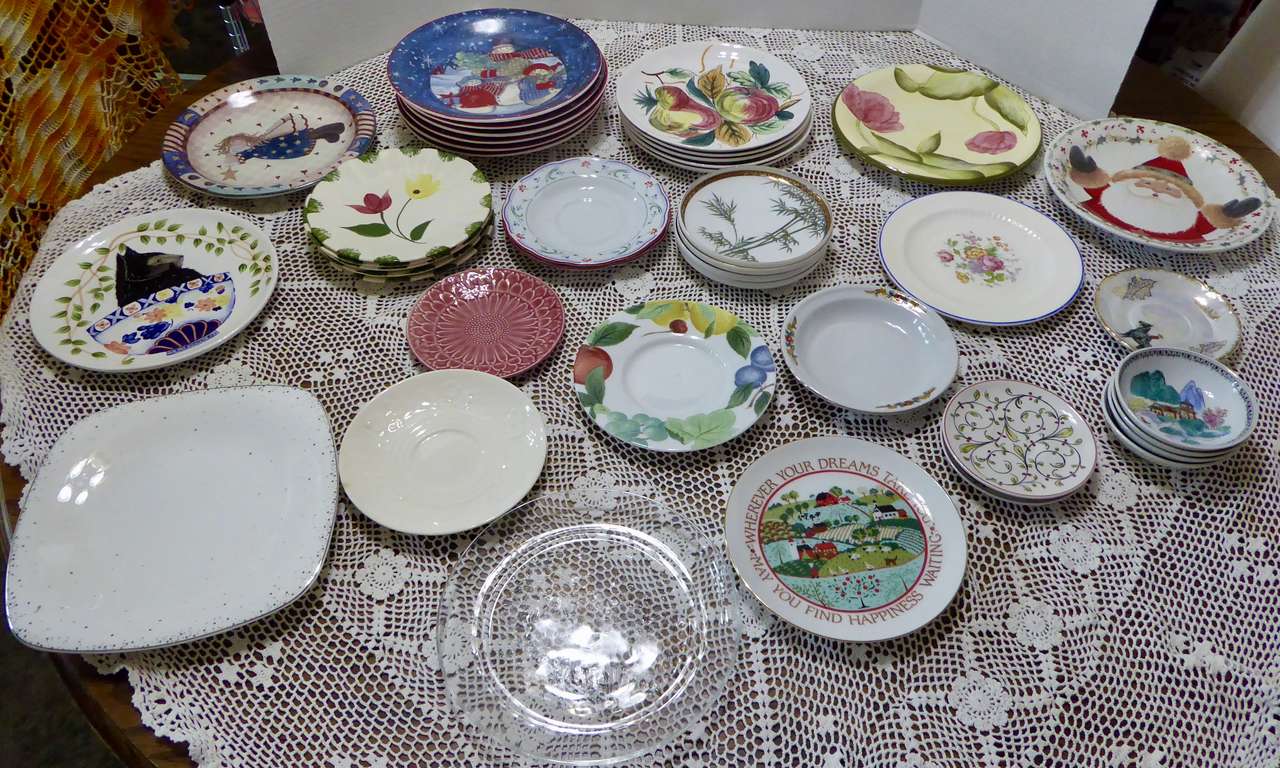 Several Antique / Vintage/ Ceramic Dishes / Plates Great For Tea Party And Some Christmas Plates