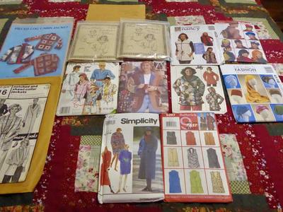 Several Vintage Womens Coats, Jackets, Vests, Hats, Also Polar Fleece Jacket Patterns in Childs Medium, Adult Small, Large