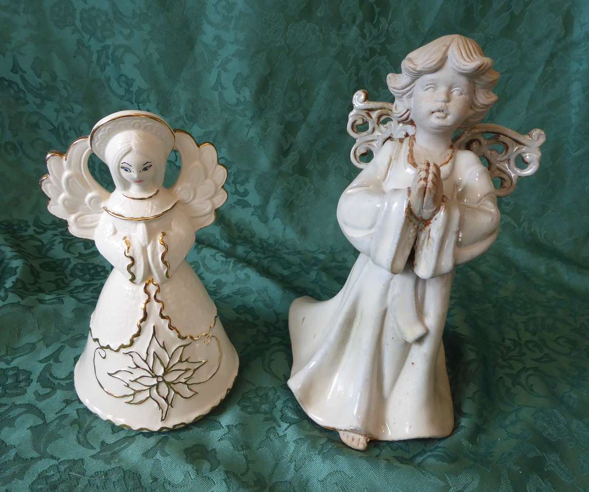 Two Sweet And Unique And Very Beautiful Praying Angel / Angels Ceramic Figurines