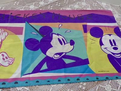 Vintage Disney Micky Mouse Pillow Case- By Walt Disney Company With Micky Mouse And Pluto Figures