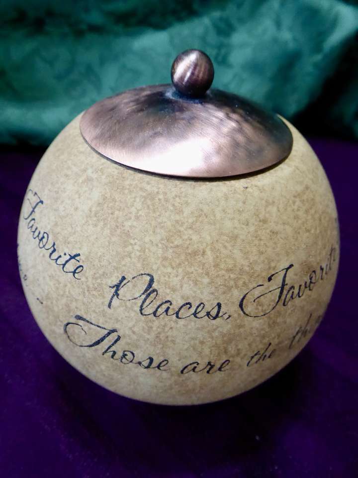 Pretty Round Votive Candle Holder With A Copper Lid And A Fun Saying about Life- Makes A Nice Gift