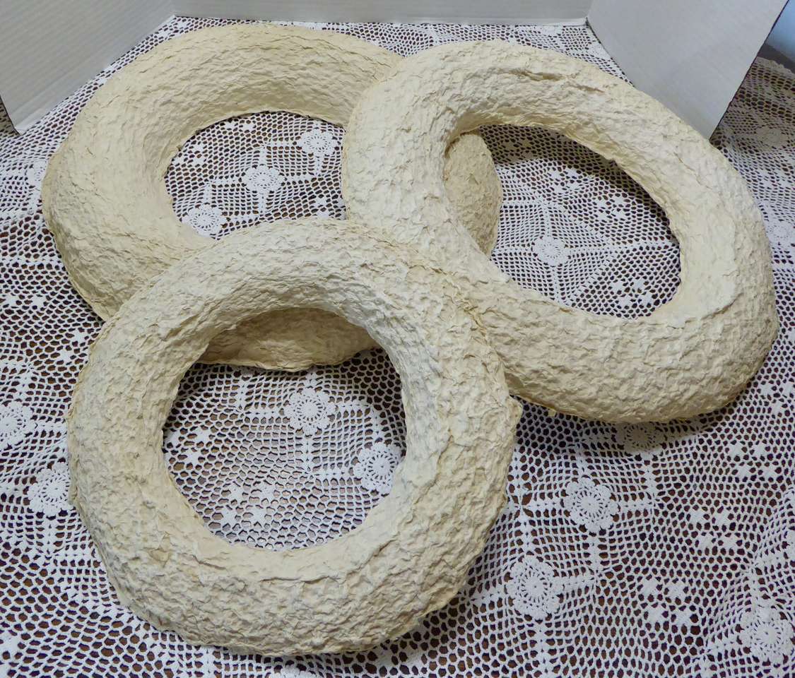 Three Vintage Hard Cardboard Ring / Wreaths For Making Fun Crafts For Christmas, Easter, Halloween And More