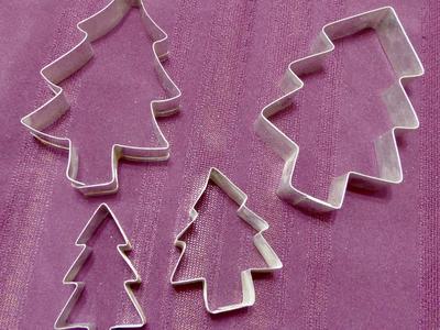4 Different Metal Antique / Vintage Christmas Tree Shaped Cookie Cutters