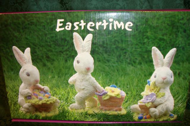 Brand New Boxed Set of 3 Really Cute Easter Bunnies - Vintage Looking Easter Bunny Rabbit Decor