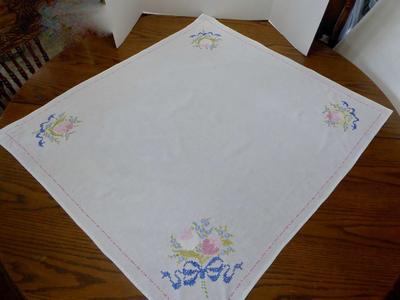 Several Antique / Vintage Handmade Smaller Tea - Party Time Cotton Table Cloths With Crochet And Embroidery Designs