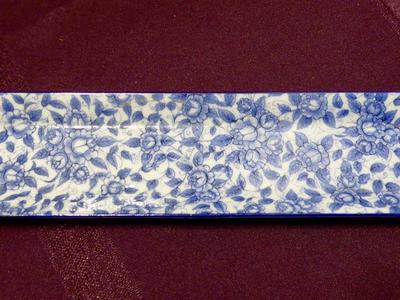 9 1/2 Inches Vintage Ceramic Blue / White- Butter / Cracker Dish - With Flowers Decor