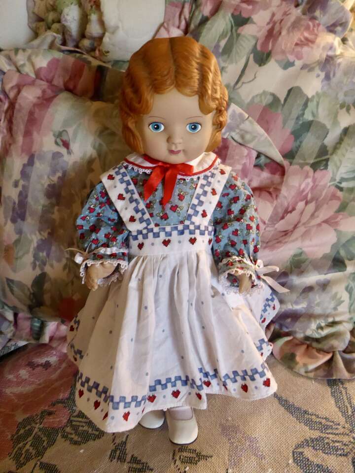 Vintage Daisy Kingdom Pansy Hard Plastic Body 18 inch Doll From 1991 With Red Hair- Blue Eyes