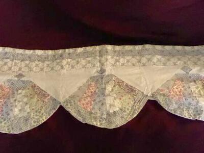 Set Of 2 Quilted Fabric Curtain Valances With Scalloped Borders For A Fun Country Look -56 In. Wide 14 In. Long For Each One