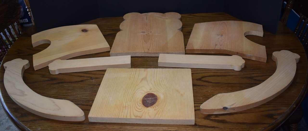 Unfinished Vintage Wooden Teddy Bear Shaped Childs Rocking Chair Parts