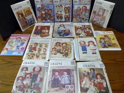 Several Collectible Assorted Raggedy Ann And Andy Doll Patterns W/ Baby Quilts, Room Decor And More