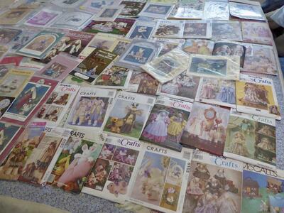 Assorted Stuffed Bunny Rabbit Dolls And More Arts-Crafts Fabric Sewing Patterns-Some Vintage