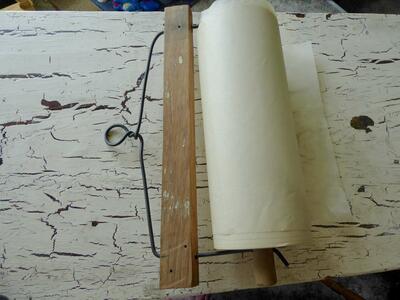 Antique Wooden Wall Waxed Paper Holder With A Large Roll Of Waxed Paper FUN WALL DECOR