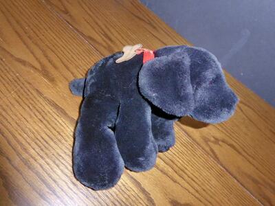 Collectible Meier And Frank Promo Stuffed Animal Dog Soft Black Fabric Puppy - Very Cuddly
