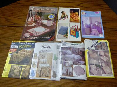 Several Sewing Patterns For Making Bedspreads, Couch / Chair Covers, Kitchen Decor, Journal Photo Frame Covers And More