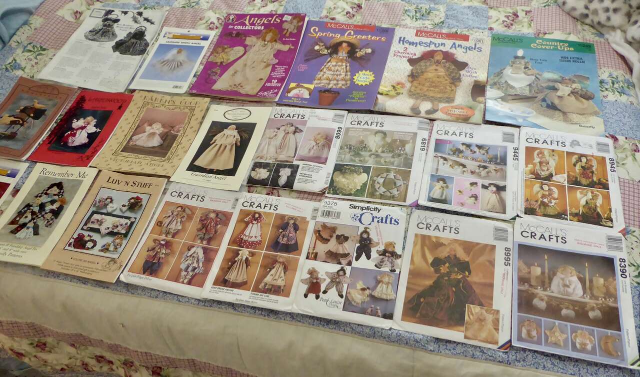 Several Angel Doll Sewing Craft Patterns To Make With Fabric For Christmas Or Year Round Decor