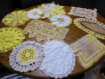 Several Really Pretty Yellow Antique / Vintage Crochet Doilies