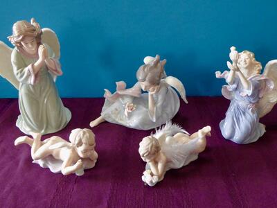 Several Assorted Really Pretty Ceramic Angels Decor