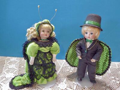 Set Of Two Collectable Marie Osmond Beauty Bug Ball Series Porcelain Dolls- Baron Von Beetle And Countess Caterpillar