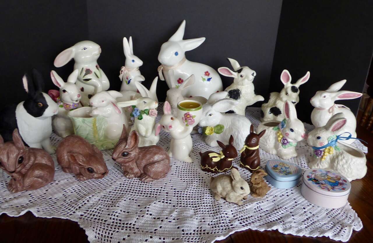 Several Ceramic And More Really Sweet Easter Bunny Rabbits For Fun Year Round Decor
