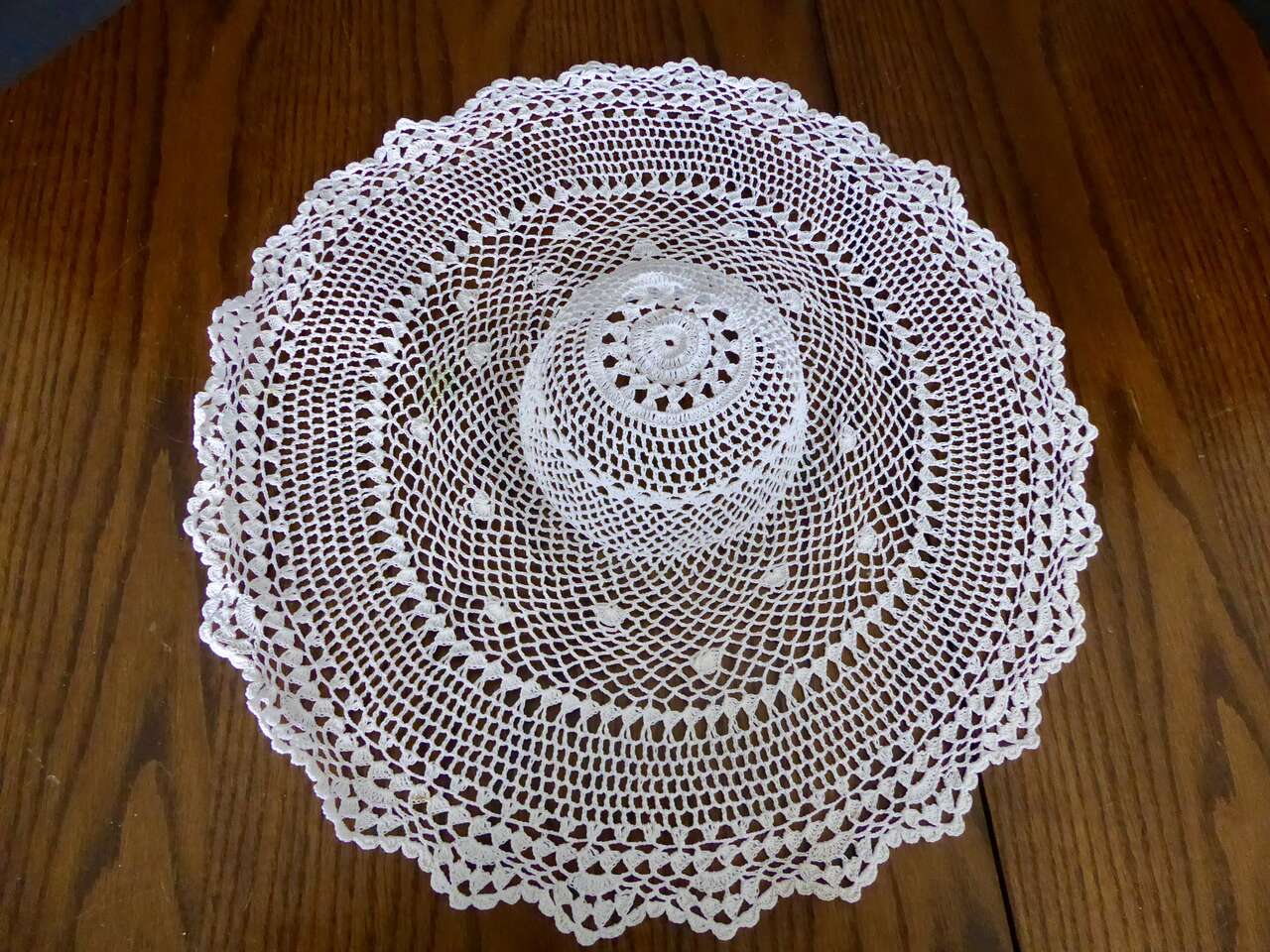 Vintage Victorian Style White Doily Crochet Hat For Fun Wall Or Door Decor