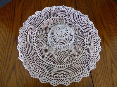 Vintage Victorian Style White Doily Crochet Hat For Fun Wall Or Door Decor