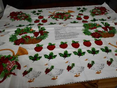 Christmas Fabric Panel W/ Fun Fabric Appliques W/ Instructions For Making Sweat Shirts, Quilts, Pillow Cases And More