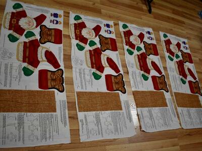 Four Separate Santa Claus Doll Christmas Cotton Fabric Panels To Sew For Fun Decor Or Gifts