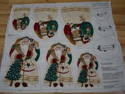 Three Father Christmas Santa Claus Dolls In One Cotton Fabric Panel To Sew For Fun Decor