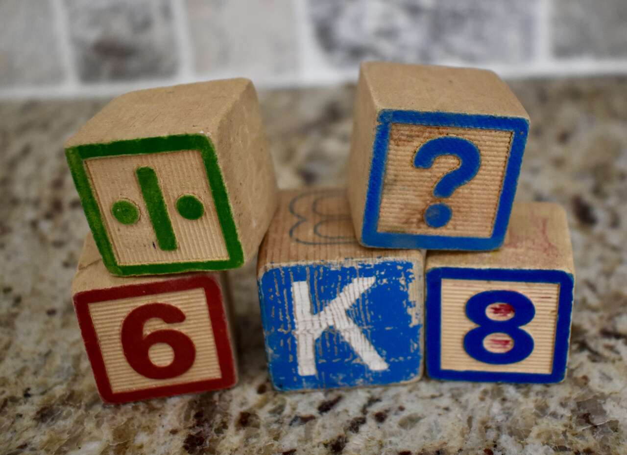 Lot Of Five Different Antique / Vintage Collectible Wooden Stacking Blocks For Crafts OR Fun Decor