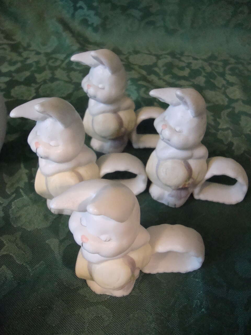 Set Of 4 Matching Vintage Ceramic / Pottery Rabbit Napkin Holders For Easter Or Year Round